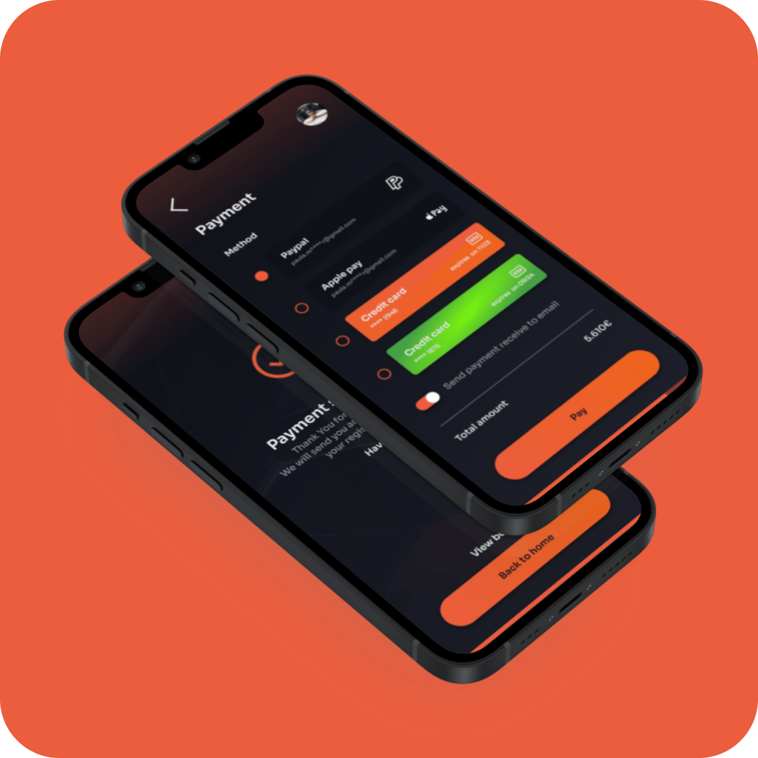 Payment and success screen